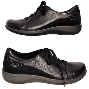 Aetrex Dana Orthopedic Lace Up Oxford Shoes Leather Black Womens US 8.5